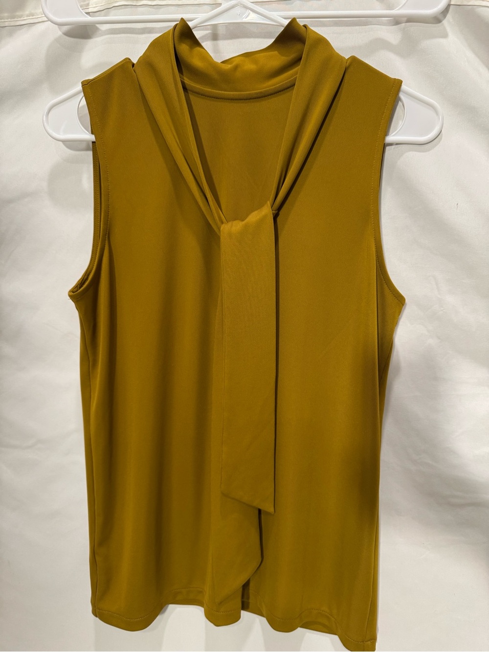 Ann Taylor Mustard Sleeveless Tie Neck Blouse